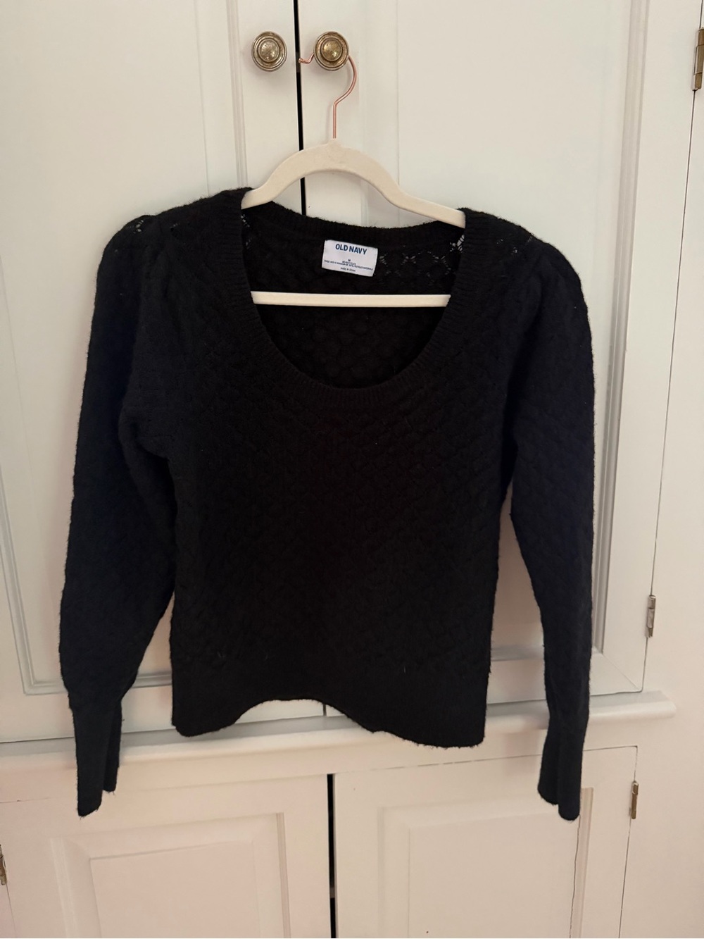 Old Navy Black Cable-Textured Scoop Neck Sweater